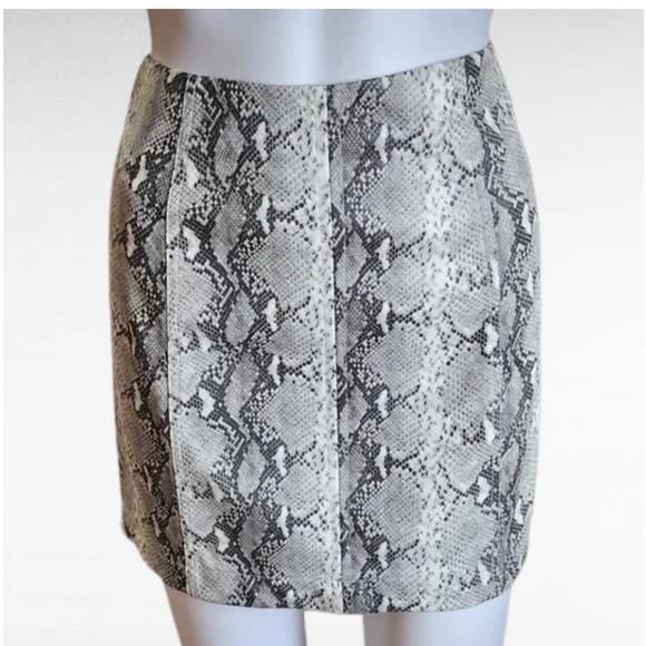 Faux Leather Snake Print Skirt - Picture 1 of 6
